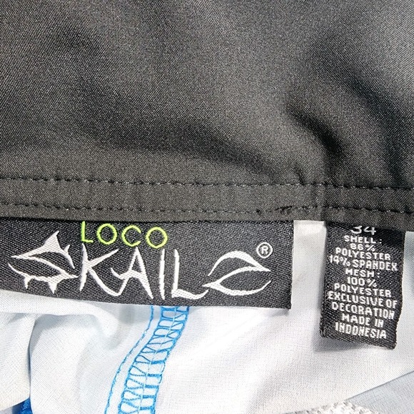 Loco Skailz MENS 34 Performance Fishing Cargo Shorts Swim Trunks Mullet Print - Picture 9 of 13